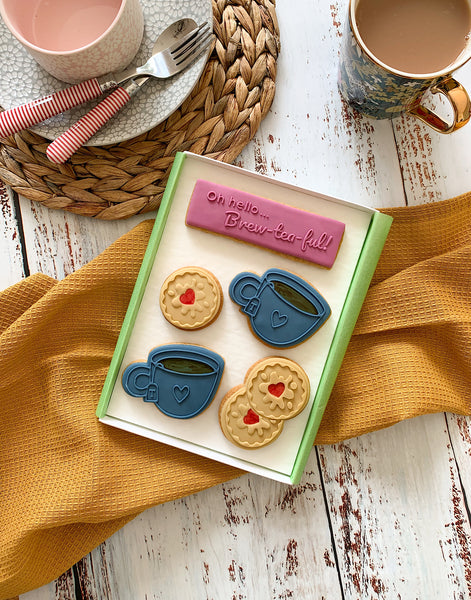 tea and biscuit iced letterbox biscuits
