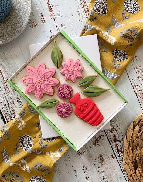 bunch of flowers fondant iced letterbox biscuits