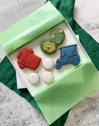 golf lover thened iced letterbox biscuits